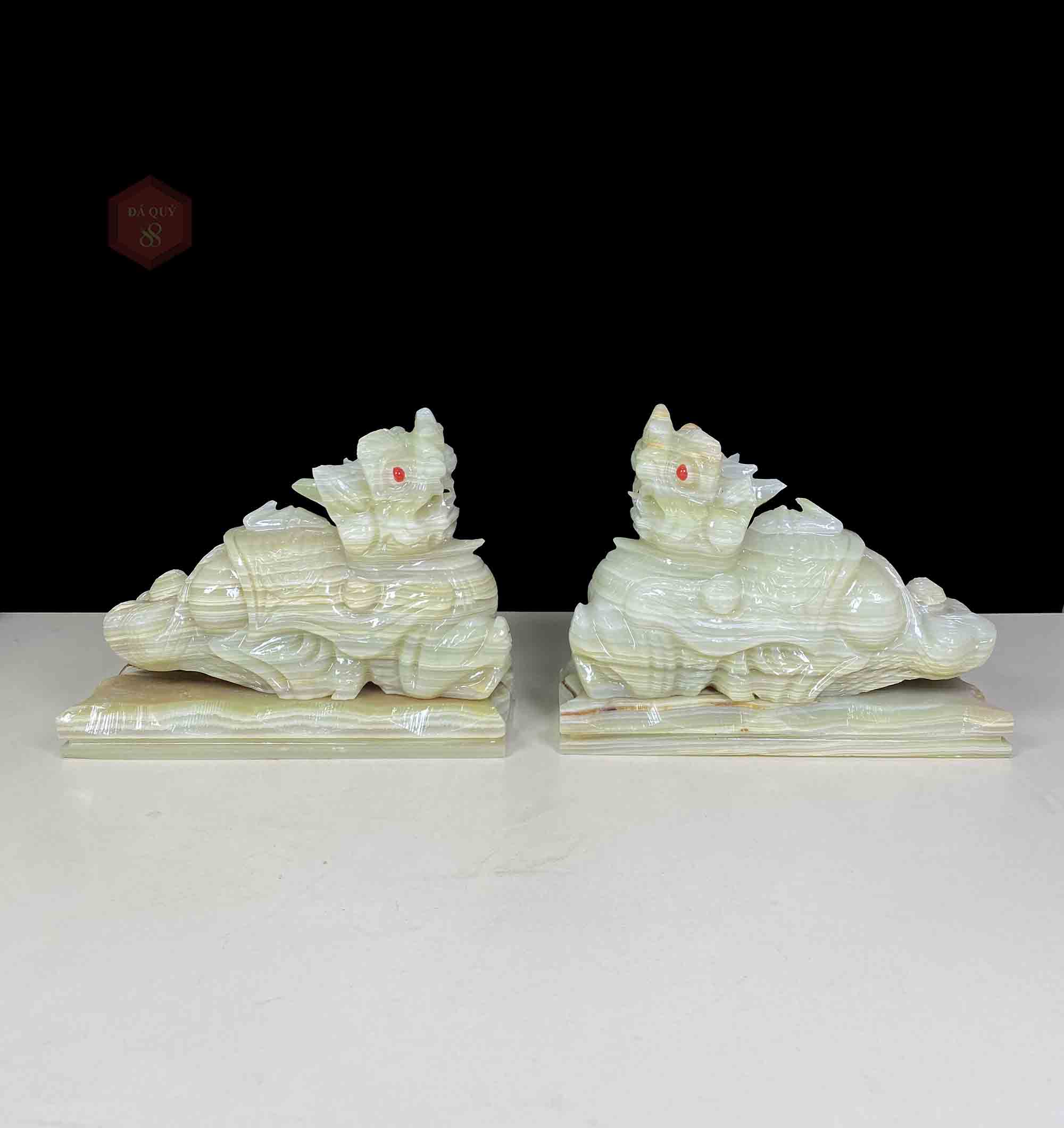 Cặp Tỳ Hưu Đá Tự Nhiên Xanh Ngọc Ngọc Onyx Pakistan Size To