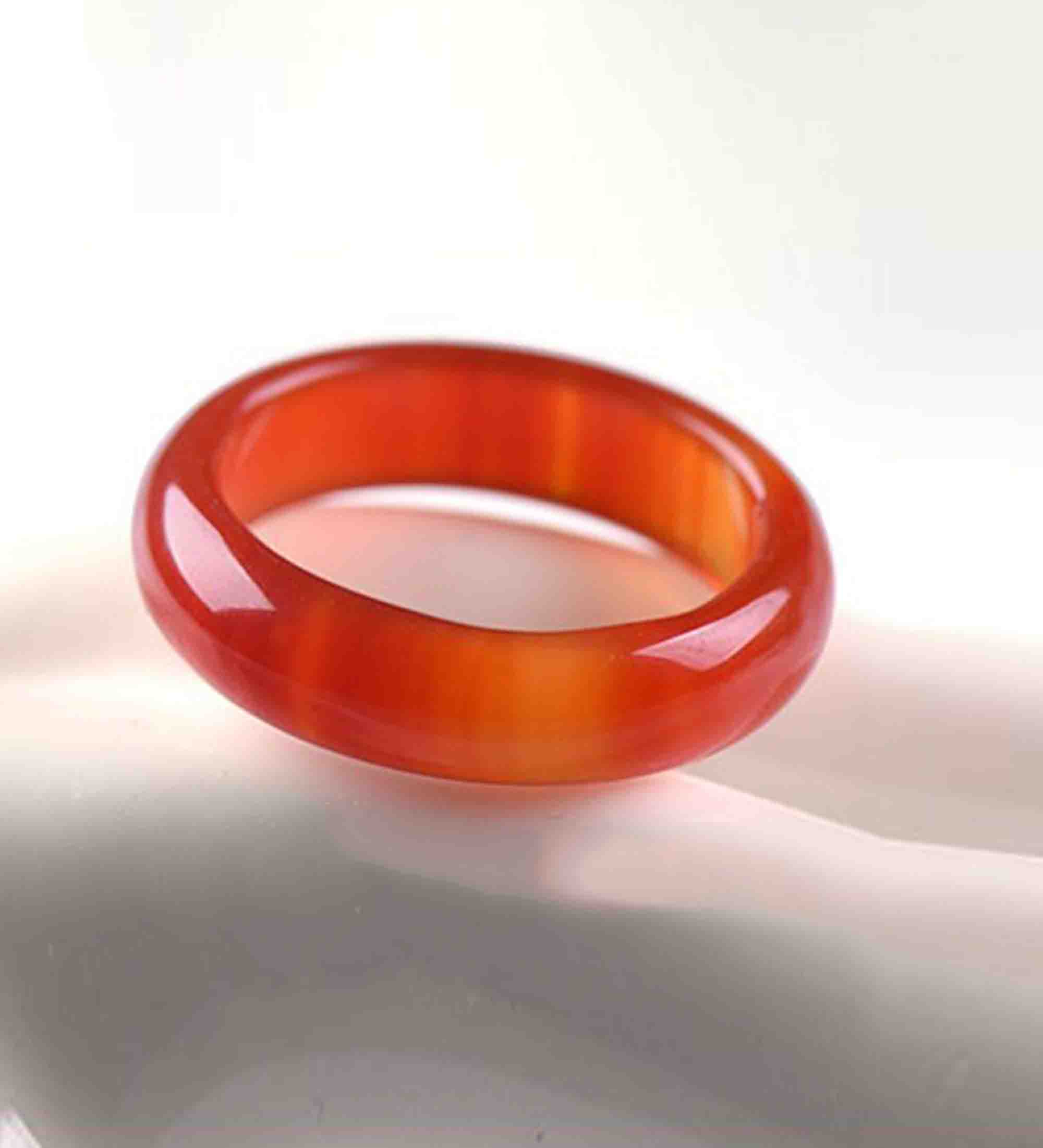 Nhẫn tròn đá mã não tự nhiên đỏ Agate red