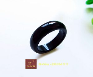 Nhẫn tròn đá mã não tự nhiên đen Agate black