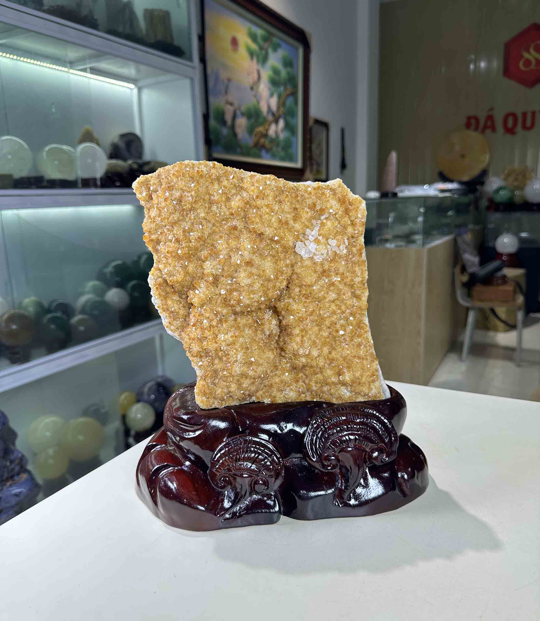 Tinh Thể Đá Thạch Anh Vàng Tự Nhiên Trang Trí Phong Thuỷ Cao Cấp 30cm