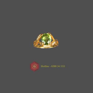 Nhẫn nữ đá peridot tự nhiên xanh lá may mắn vàng 10k