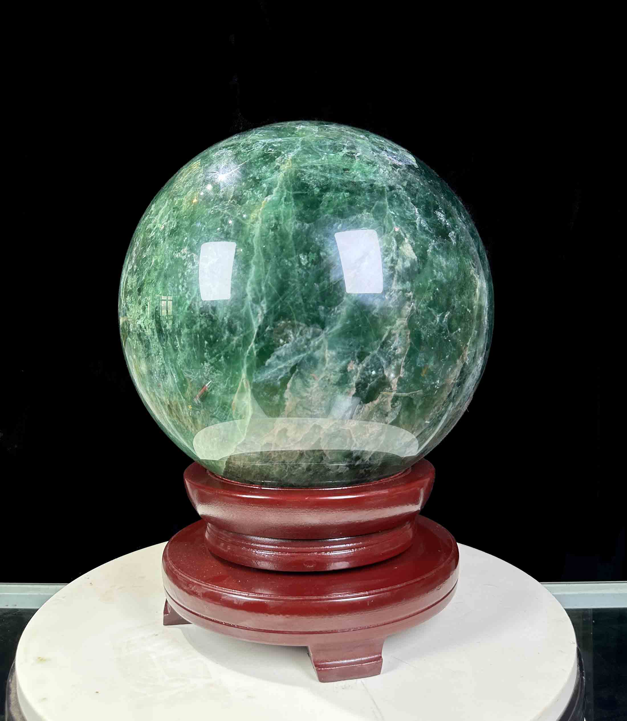 Quả Cầu Phong Thủy Đá Fluorite Tự Nhiên Xanh Lục Size Lớn 24,5kg- 24,5cm