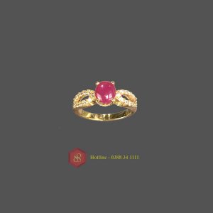 Nhẫn nữ đá ruby tự nhiên yên bái may mắn vàng tây 10k