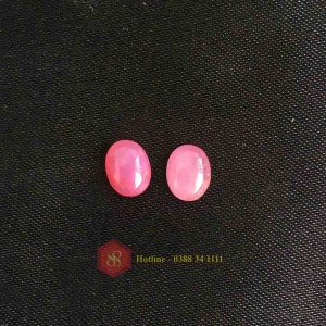 Cặp đá ruby tự nhiên yên bái hồng cánh sen 2,65ct bông tai, nhẫn cưới