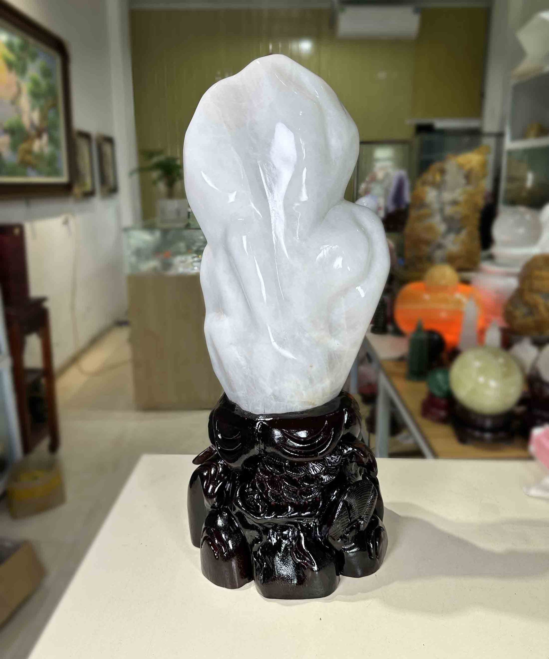 Đá Phong Thuỷ Trang Trí Trấn Trạch Thạch Anh Trắng Tự Nhiên Trắng Ngọc Đẹp 20.5kg-66cm