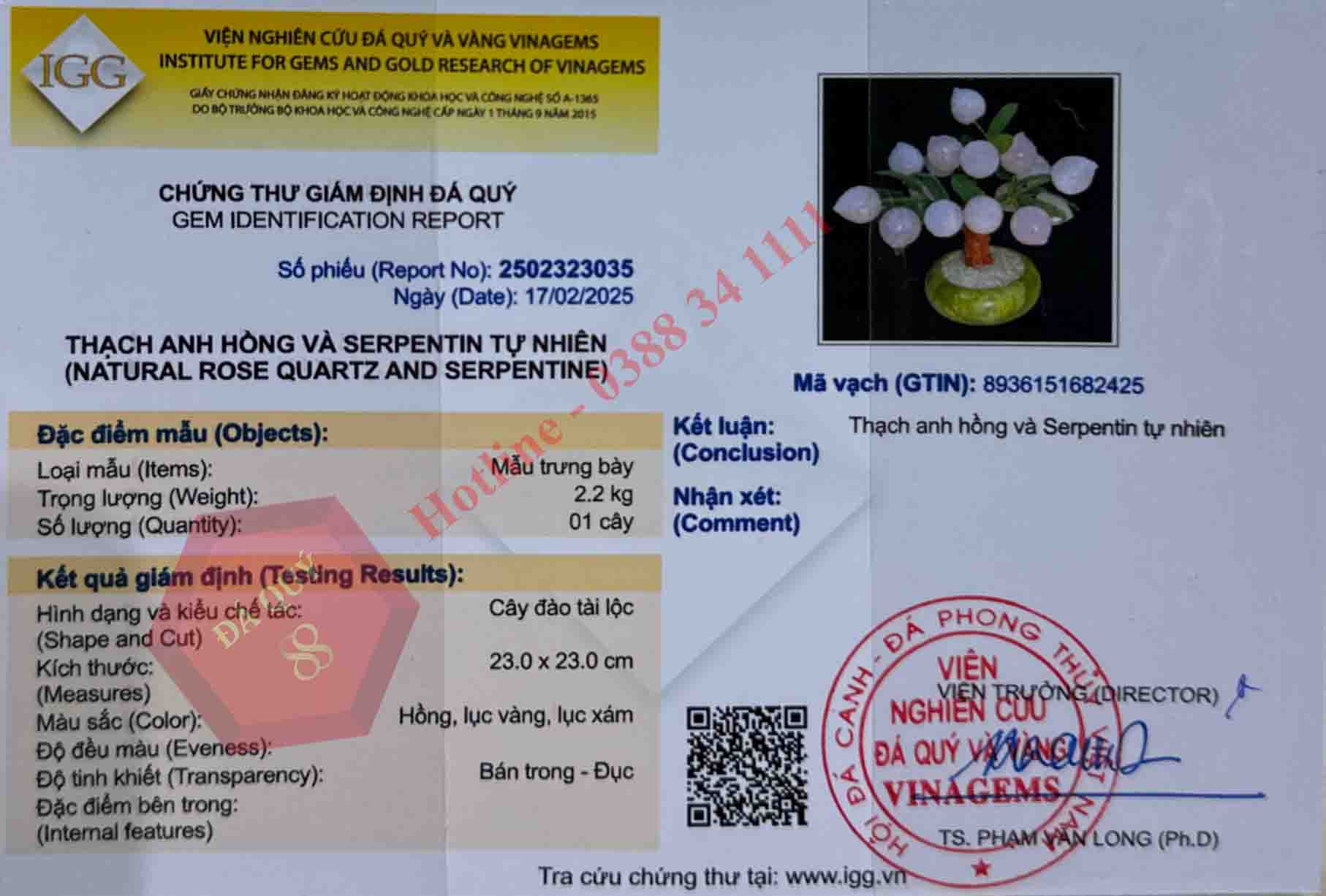 Cây Đào Thạch Anh Hồng Tự Nhiên 18 Quả - 2,2kg Trưng Bày Phong Thuỷ