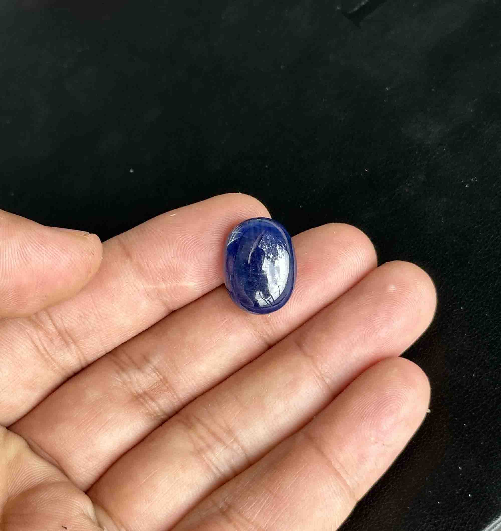 Mặt Đá Saphia Xanh Dương Tự Nhiên Mài Sống Thông Đèn 24.7ct
