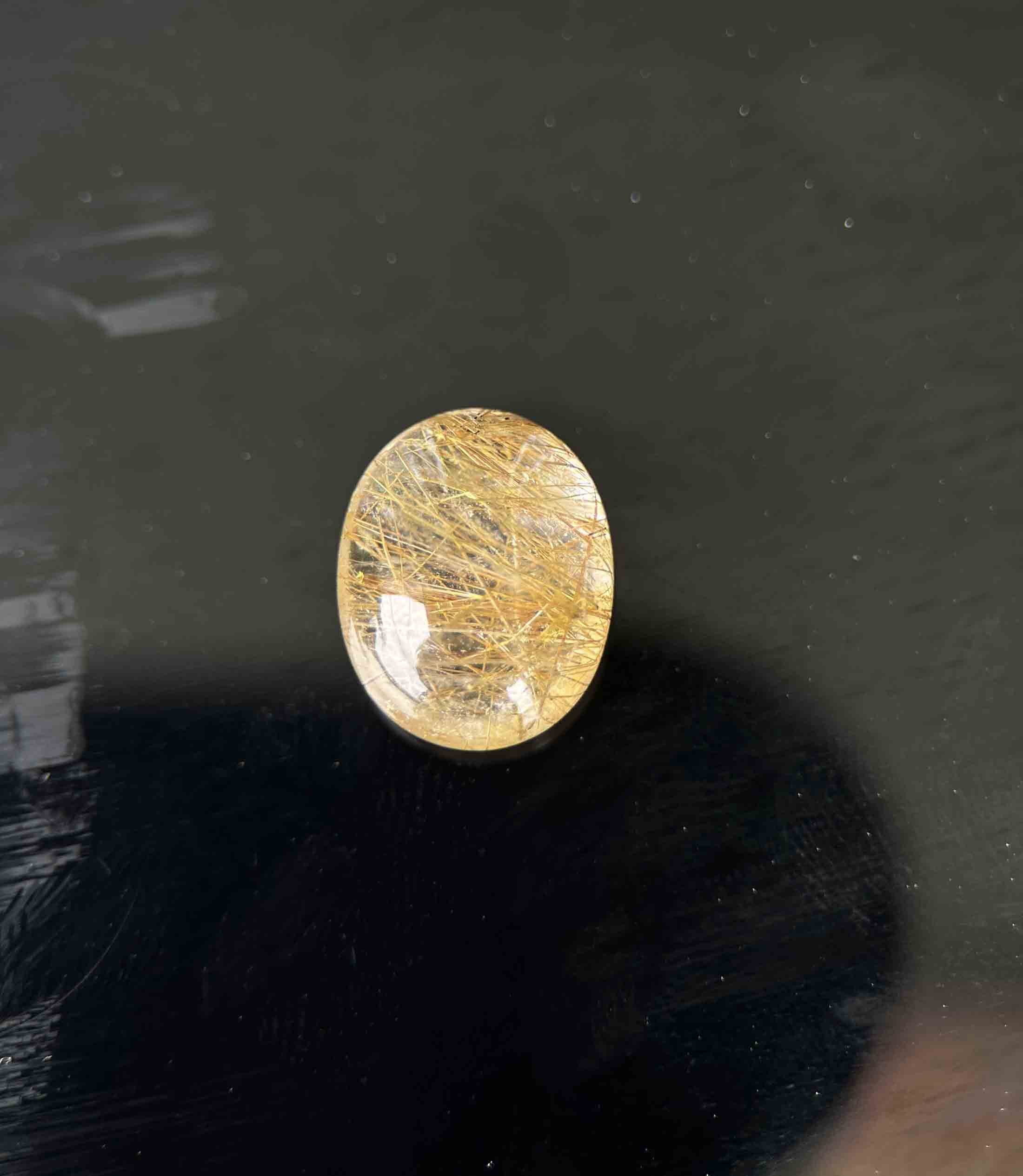 Mặt Đá Thạch Anh Tóc Vàng Tự Nhiên  Mặt Nhẫn, Mặt Dây Chuyền 18mm x 14mm