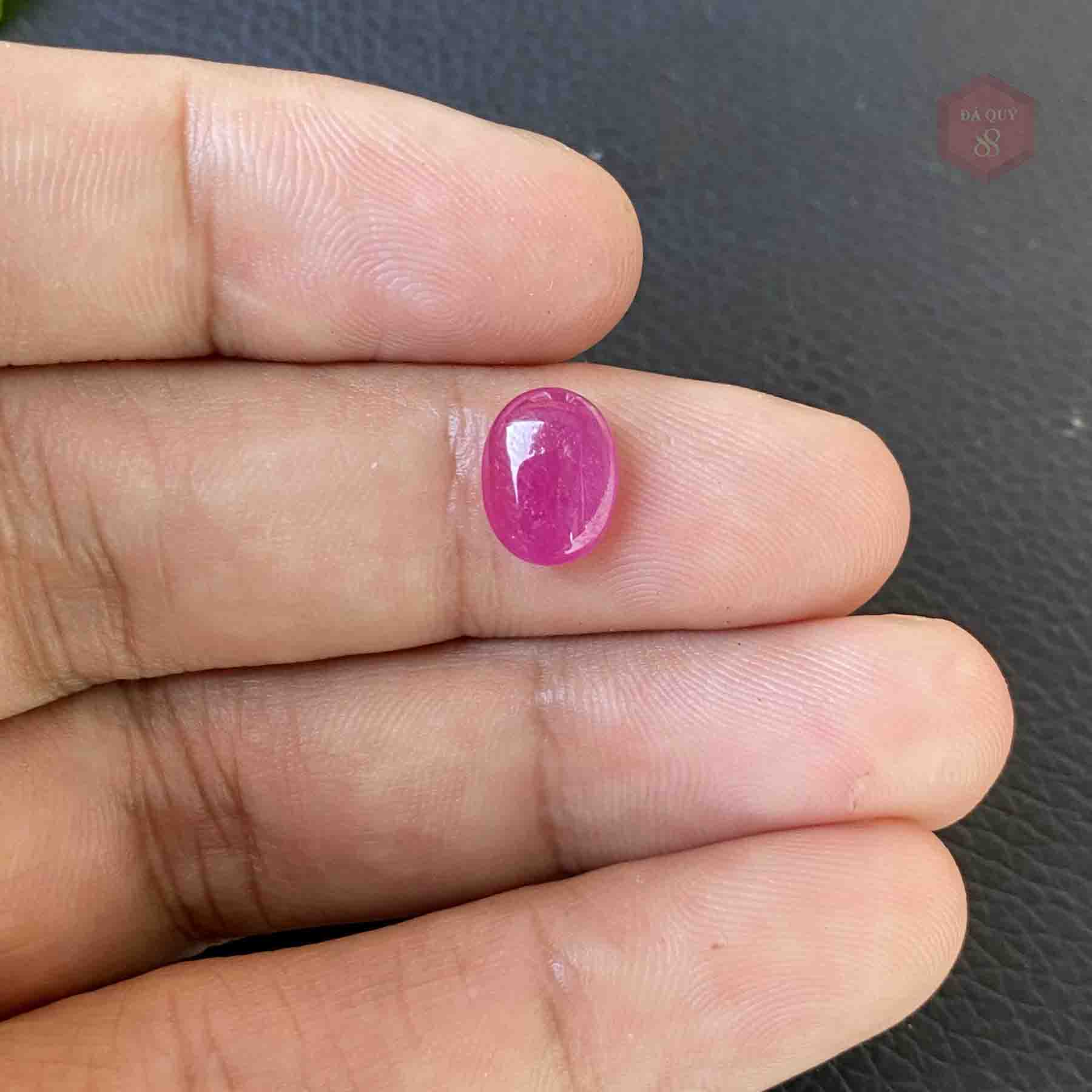 Viên Đá Ruby Tự Nhiên Yên Bái 100% Đỏ Tươi Chất Kính 3,4Carat