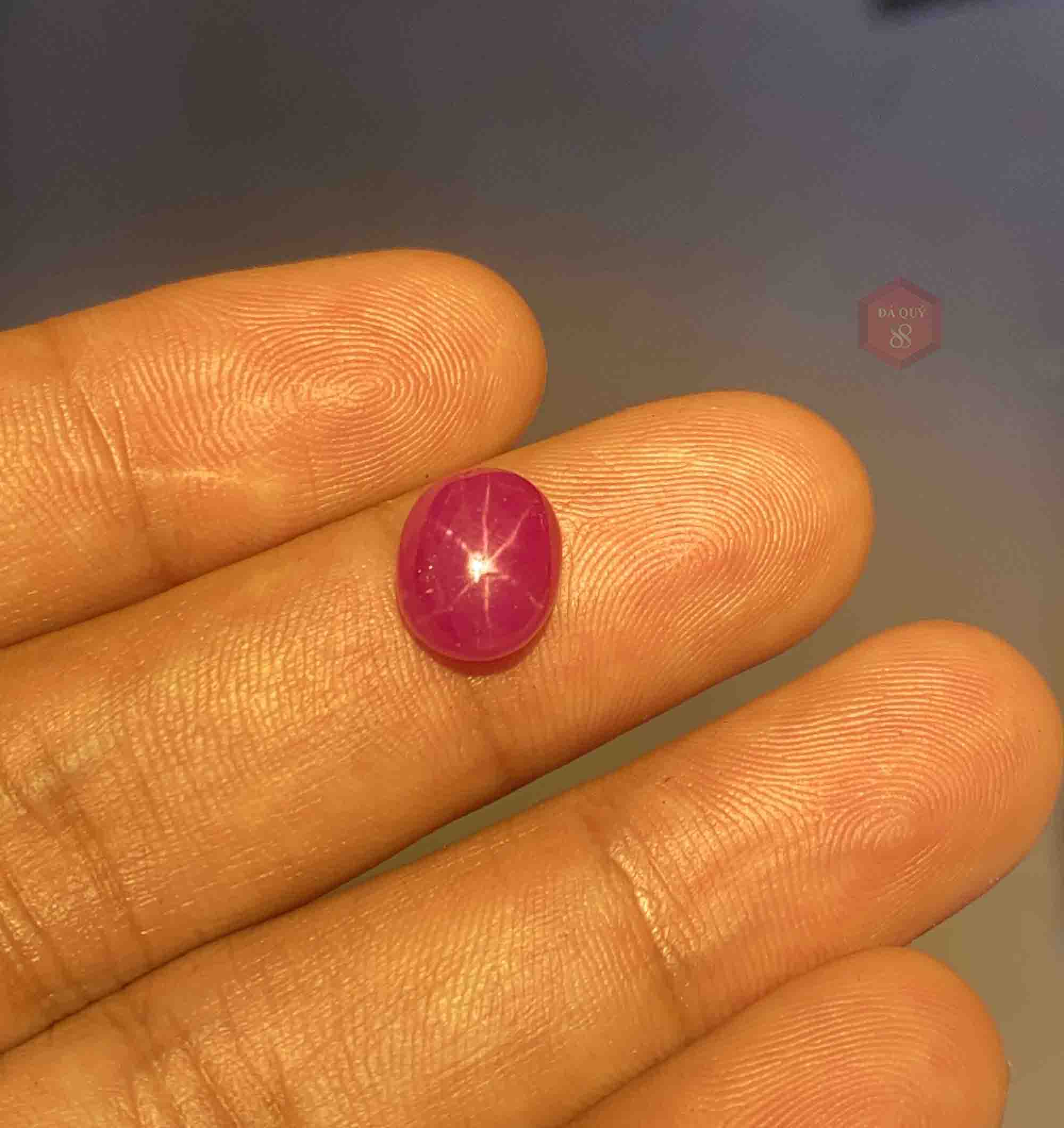 Viên Đá Ruby Sao Tự Nhiên Yên Bái Mài Sống Sao Nét Size 6,4ct