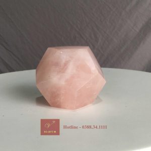 Đa giác 12 mặt đá thạch anh hồng tự nhiên 0.4kg-6cm