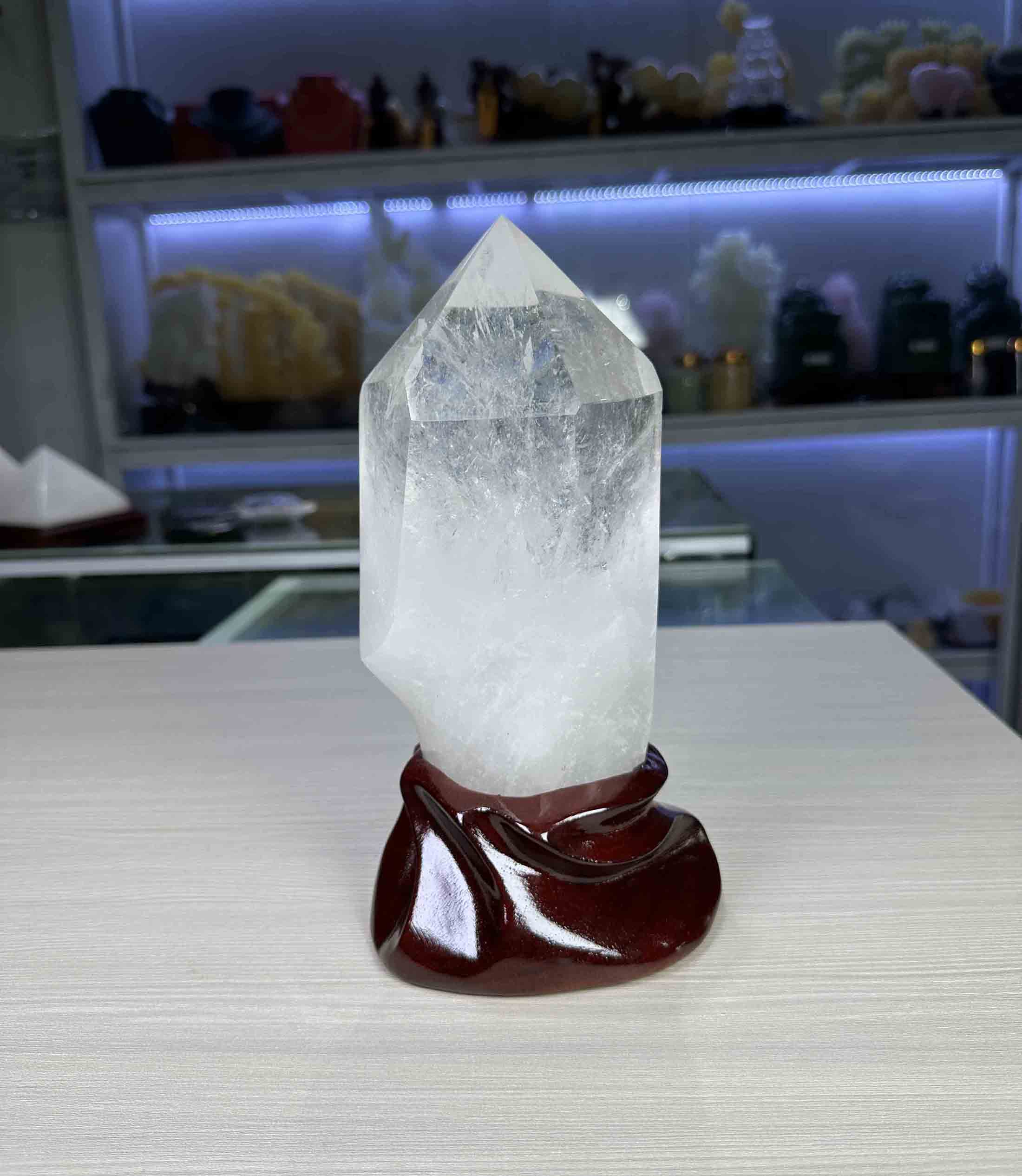 Trụ Thạch Anh Tinh Thể Pha Lê Trắng Tự Nhiên Trong Suốt 2.1kg-23.5cm