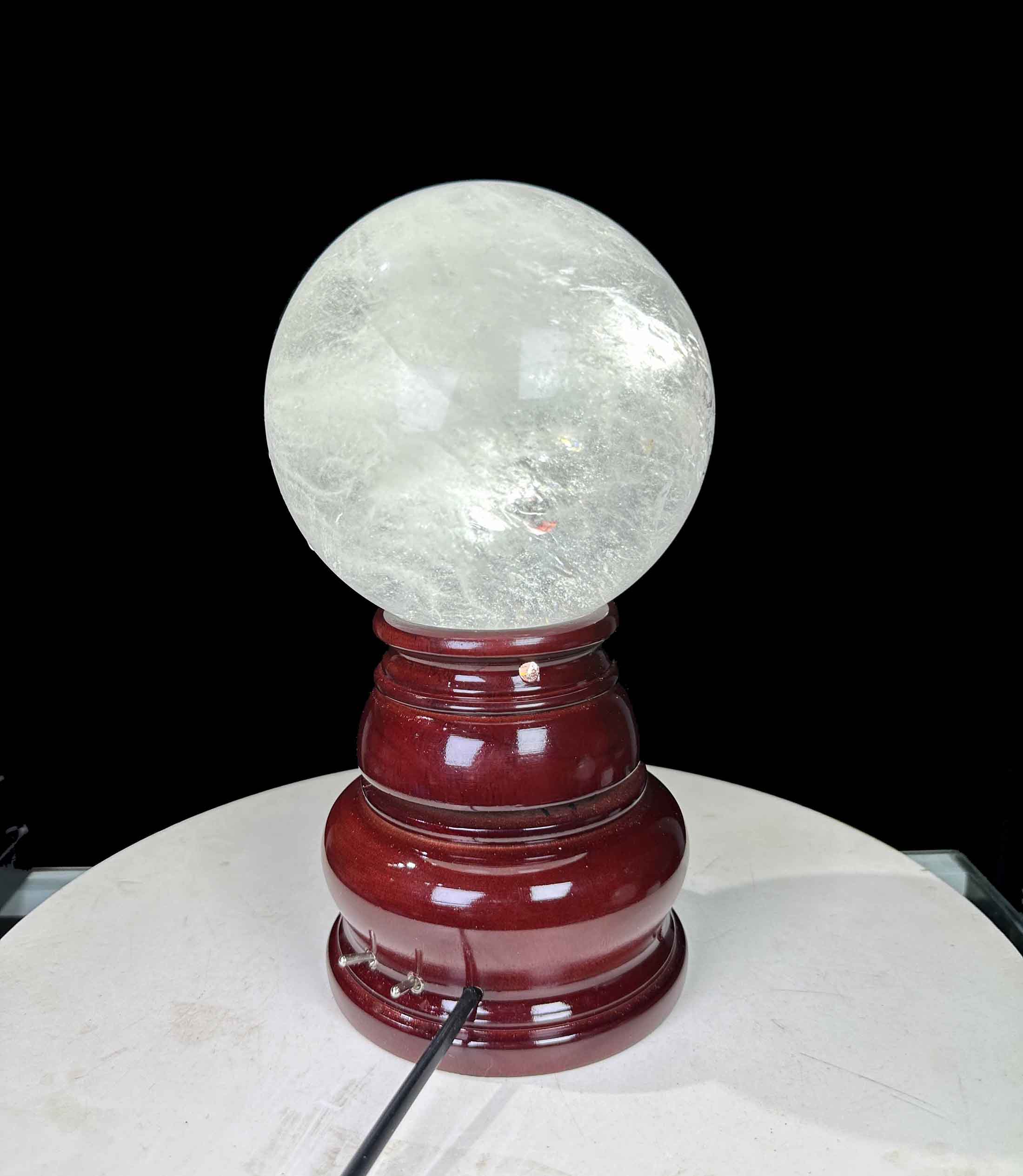 Quả Cầu Đá Thạch Anh Trắng Pha Lê Tự Nhiên Nguyên Khối 3kg-13.1cmTrang Trí Trấn Trạch Phong Thuỷ