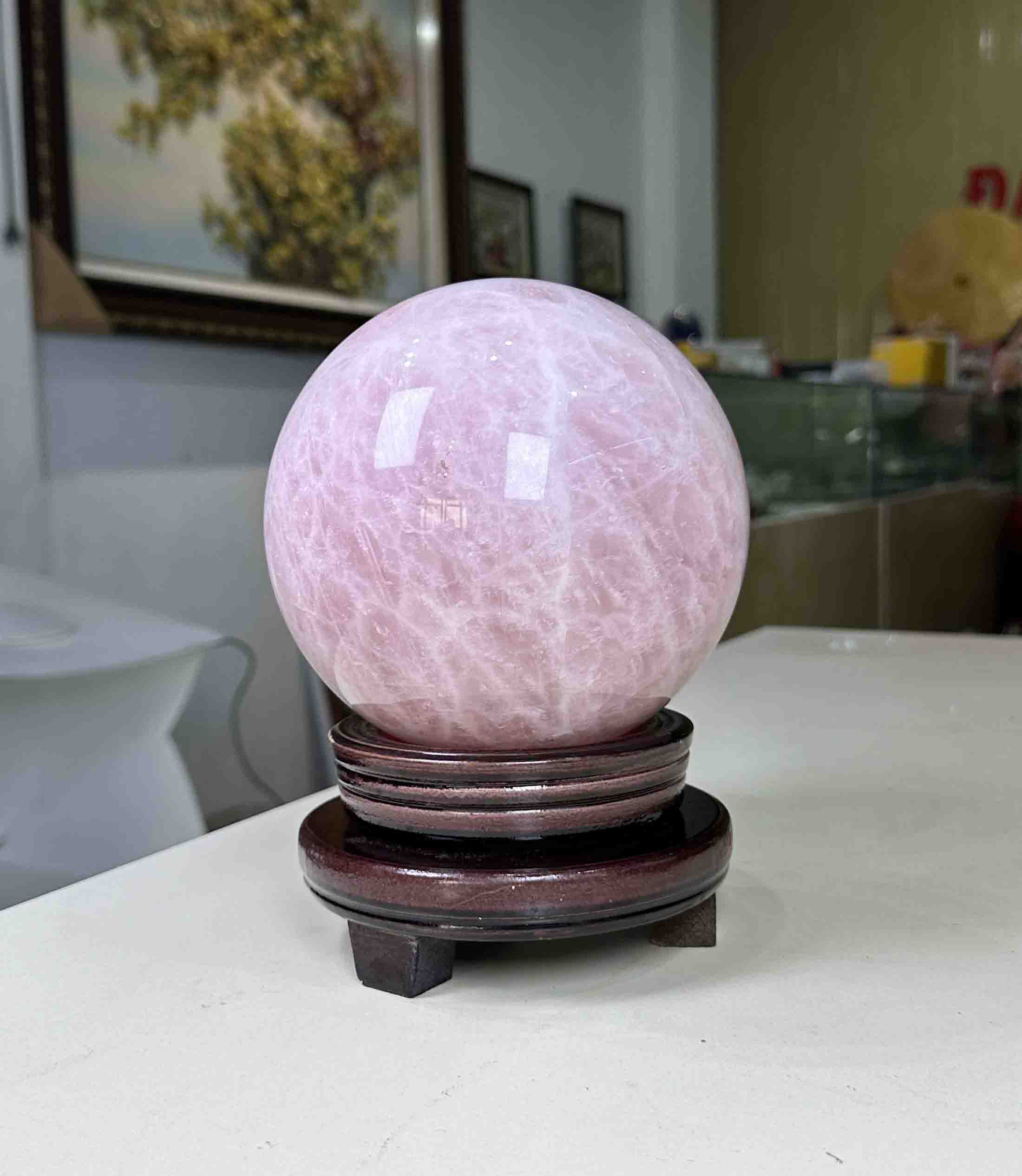 Quả Cầu Đá Thạch Anh Hồng Tự Nhiên Hồng Loại Đẹp 4.5kg-14.6cm
