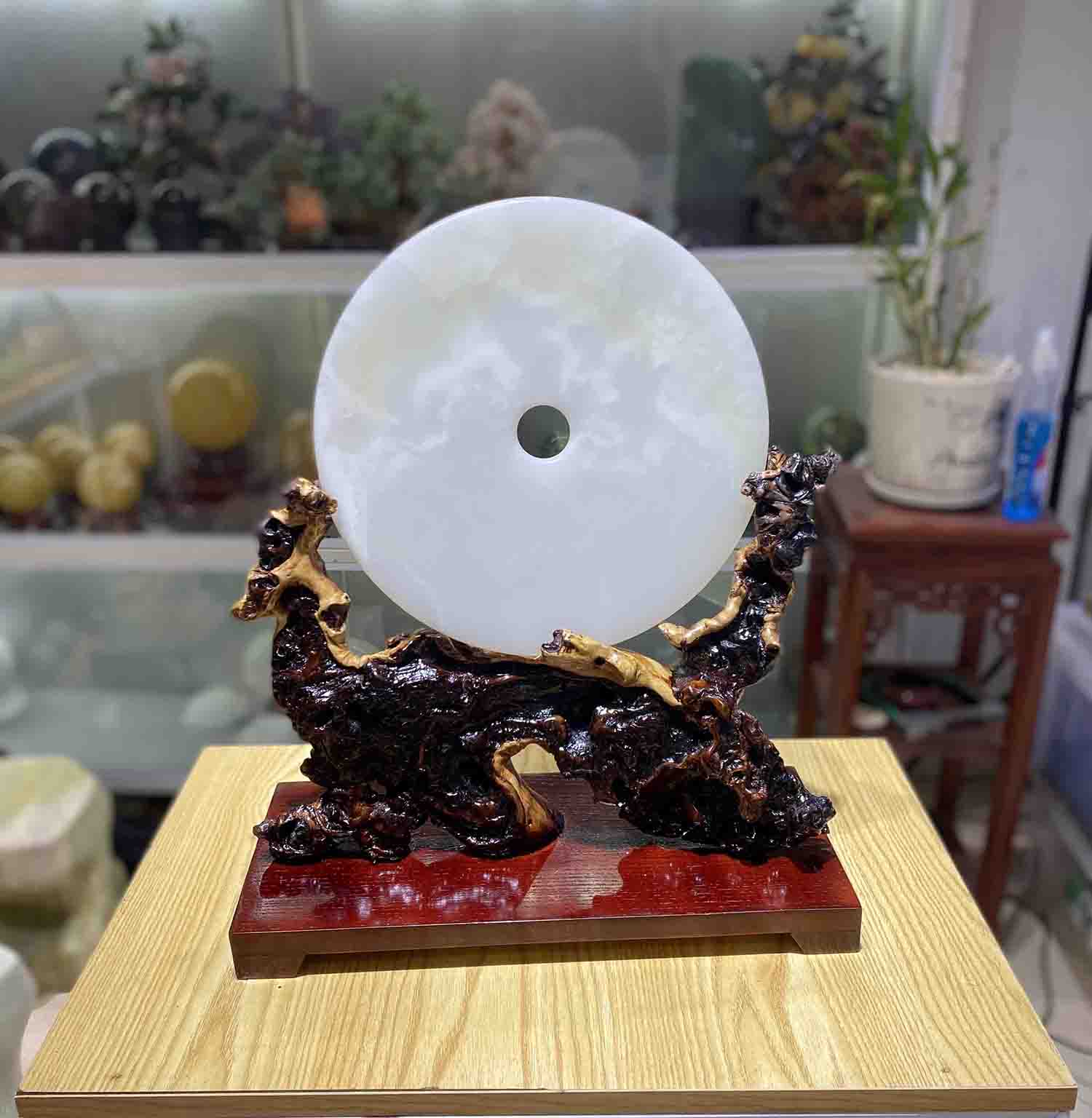 Đồng Điếu Đá Tự Nhiên Trắng Ngọc Đá Ngọc Onyx Tự Nhiên Pakistan 30cm
