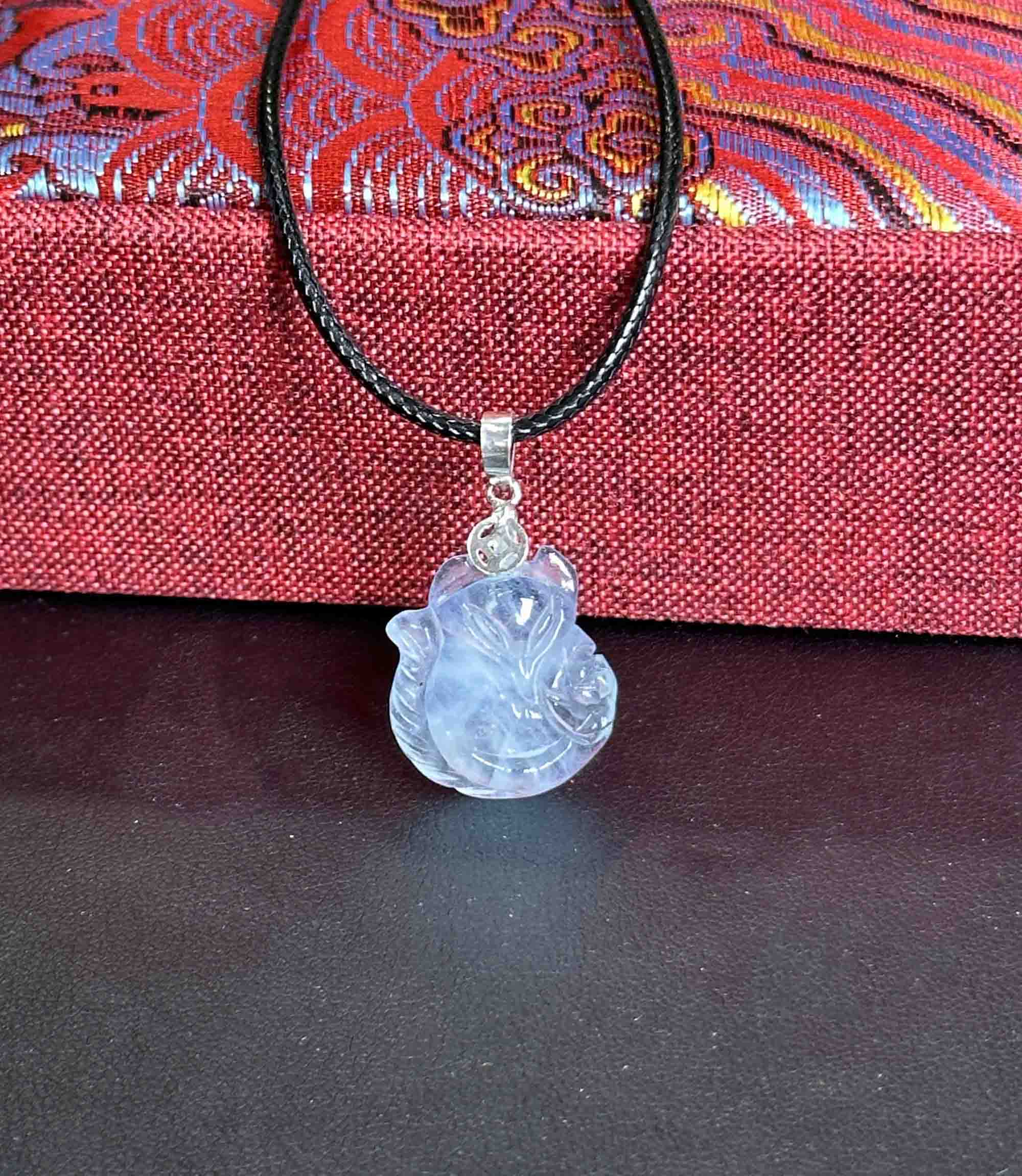 Hồ Ly Đá Thạch Anh Aquamarine Tự Nhiên Xanh Nước Biển Móc Bạc
