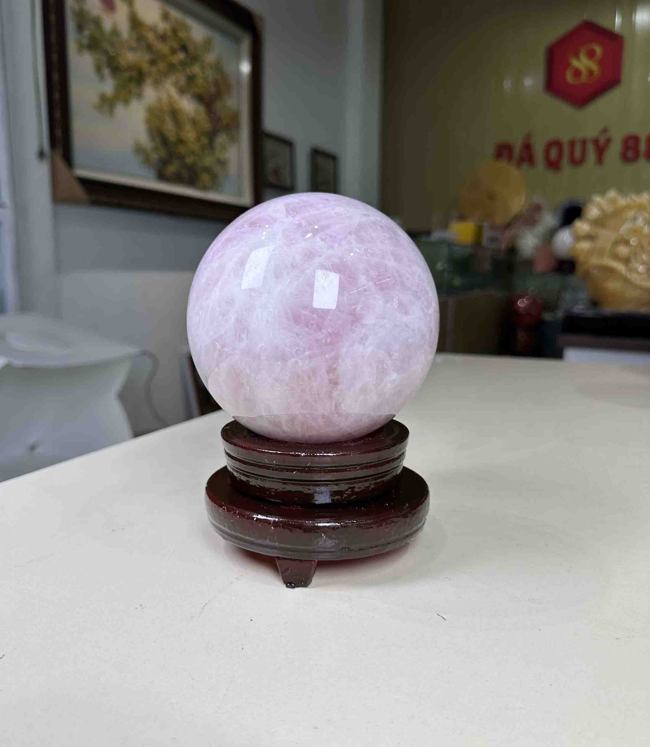 Quả Cầu Đá Thạch Anh Hồng Tự Nhiên Đẹp 2.48kg-12.2cm