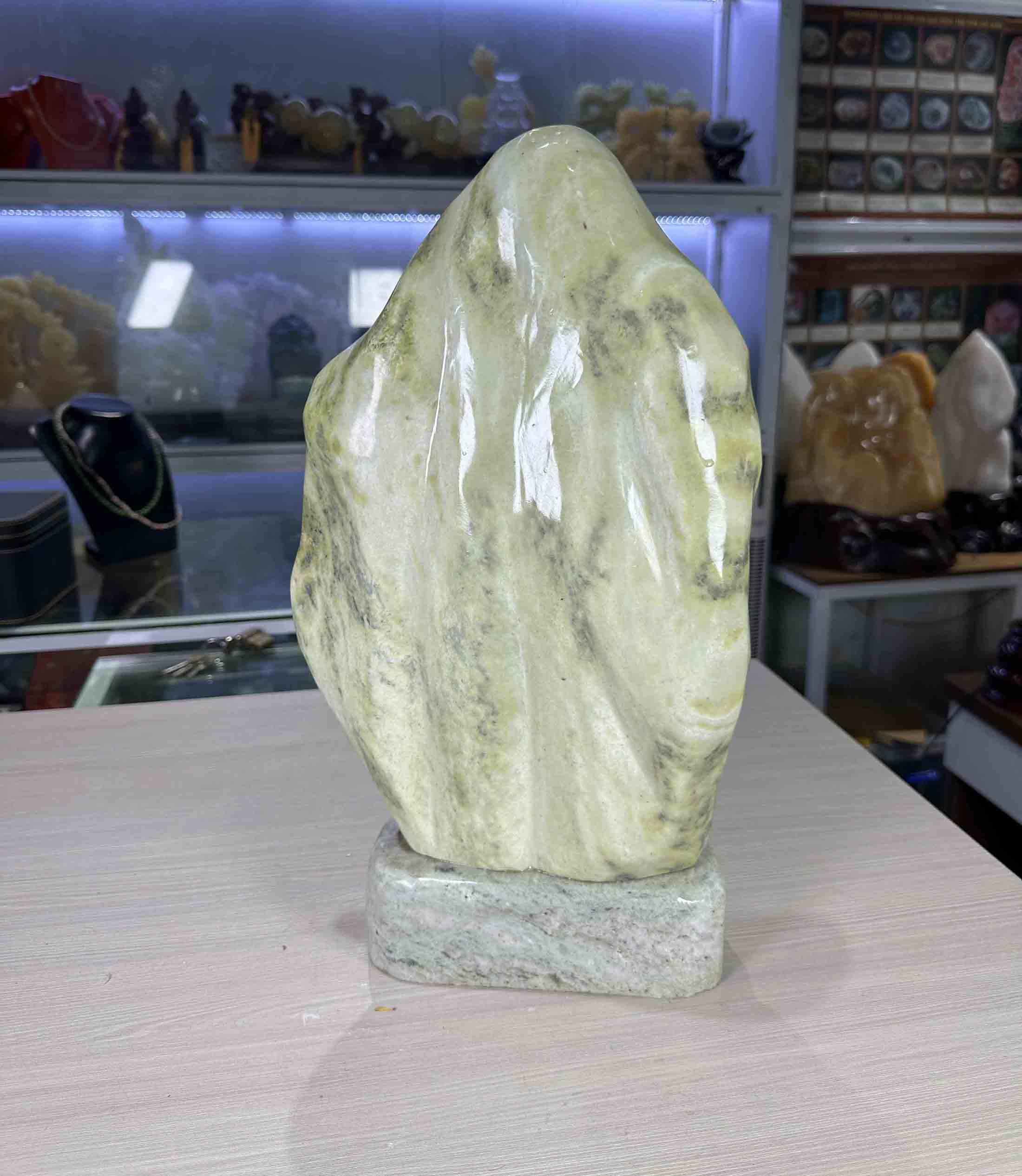Đá Phong Thuỷ Trấn Trạch Đá Sepentine Tự Nhiên Xanh Cẩm Thạch 10kg-42cm
