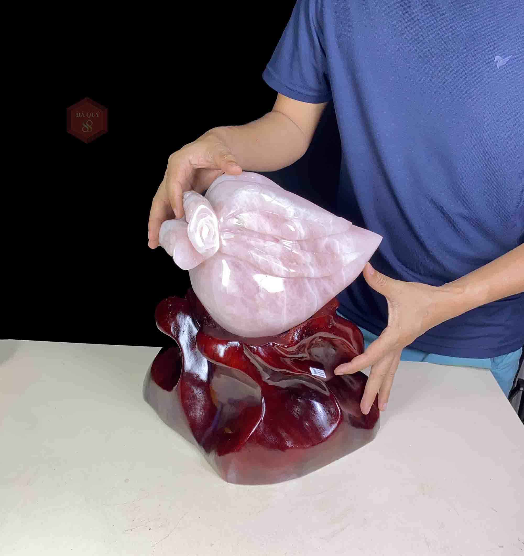Quả Đào Đá Thạch Anh Hồng Tự Nhiên Trang Trí Phong Thuỷ 01