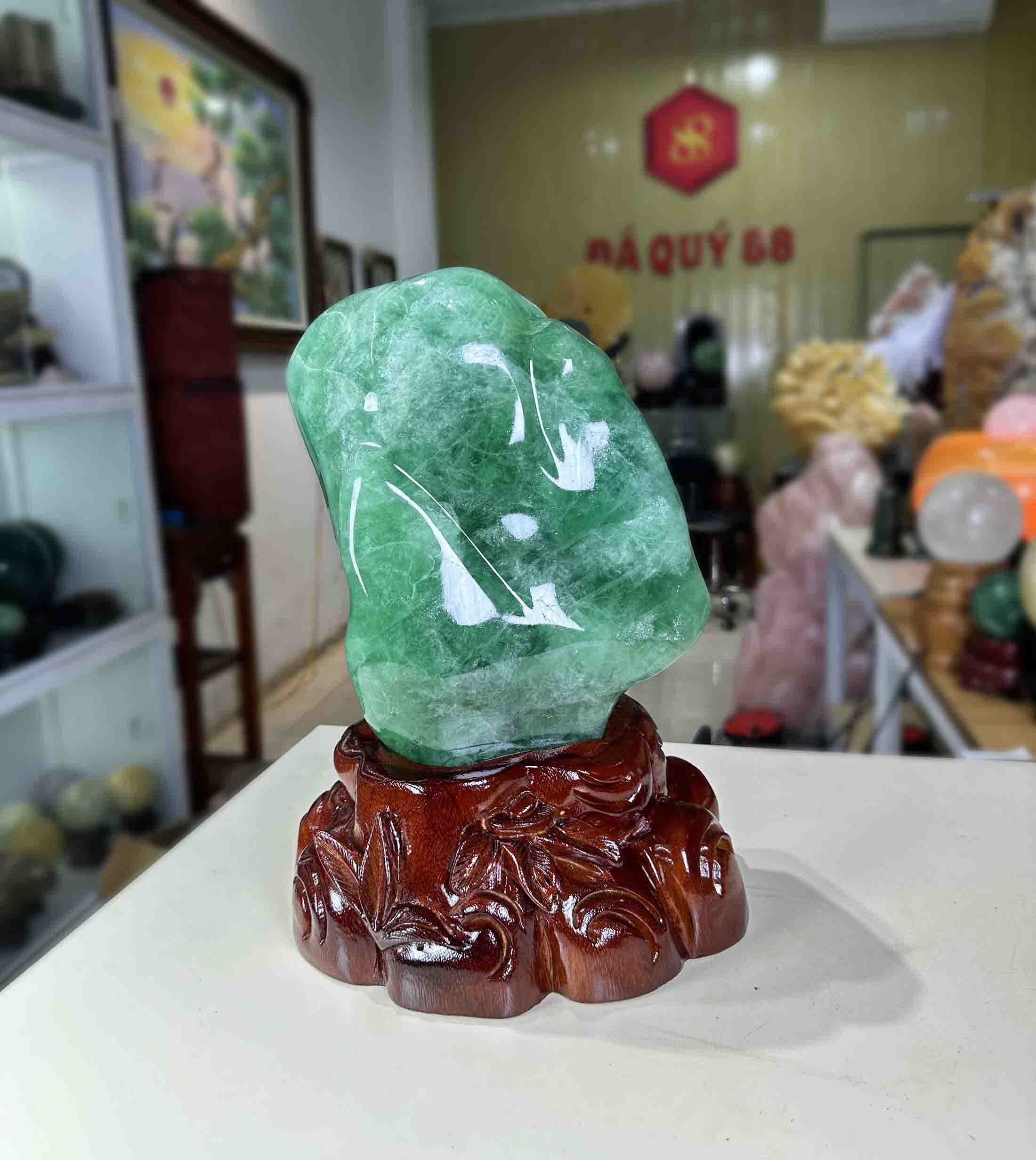 Viên Đá Fluorite Tự Nhiên Loại Đẹp Xanh Lá Xanh Ngọc 14,5kg Trang Trí Phong Thuỷ