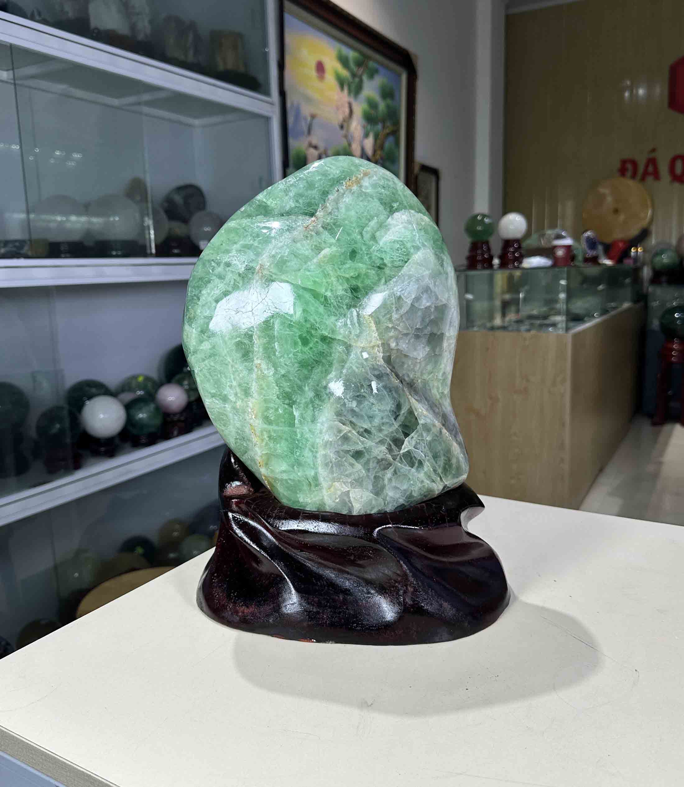 Núi Đá Phong Thuỷ Trấn Trạch Đá Fluorite Tự Nhiên Nguyên Khối Mệnh Mộc, Hoả Size 18,5kg