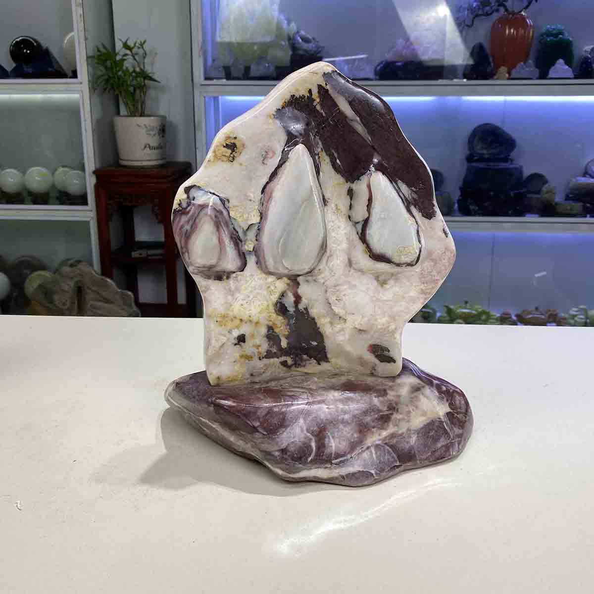 Đá Trấn Trạch Phong Thuỷ Tự Nhiên Đá Mable Vân Thổ Cẩm 6,4kg-30cm