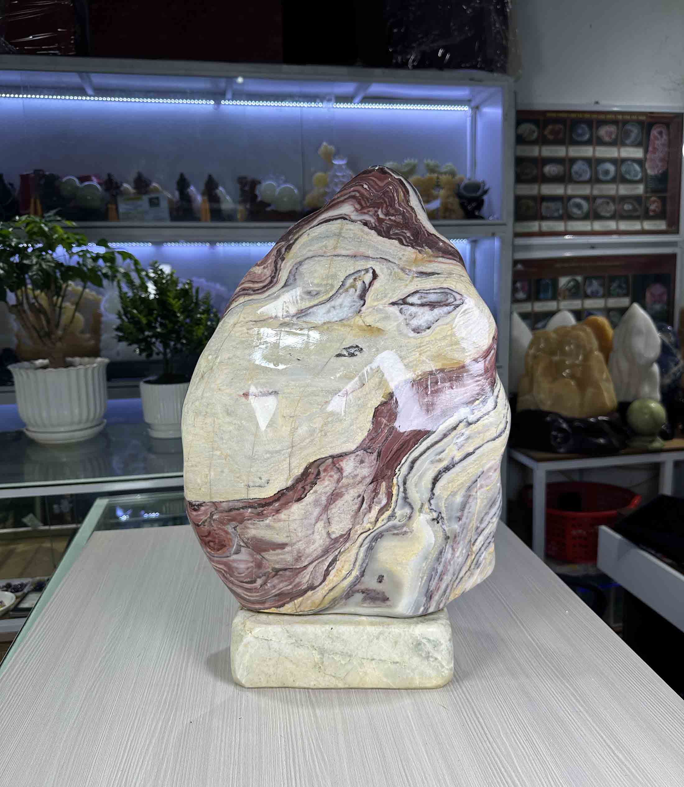 Đá Trấn Trạch Phong Thủy Marble Tự Nhiên Vân Thổ Cẩm 22kg-45cm