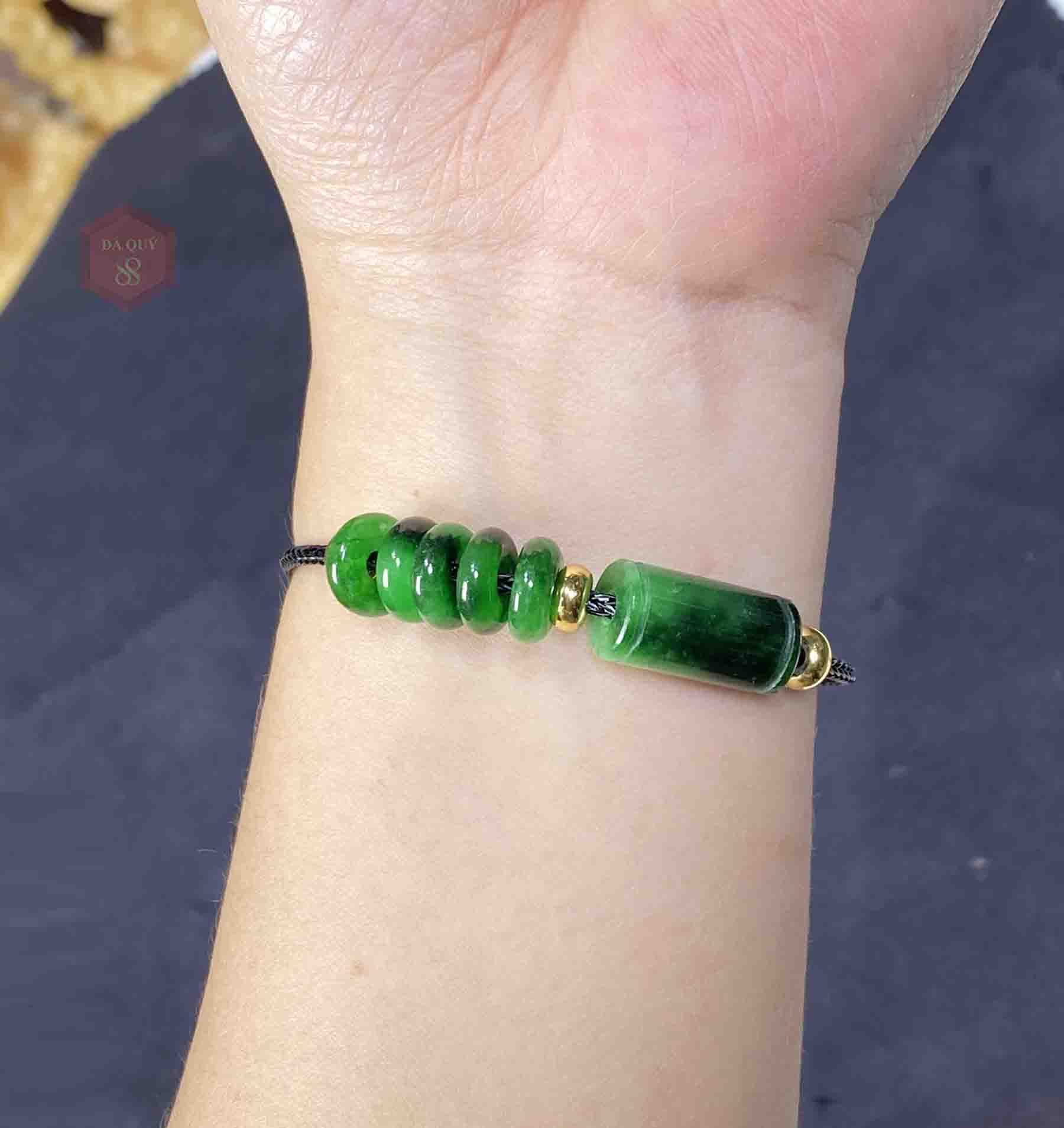 Vòng Tay Lu Thống Đồng Tiền Đá Ngọc Cẩm Thạch Tự Nhiên