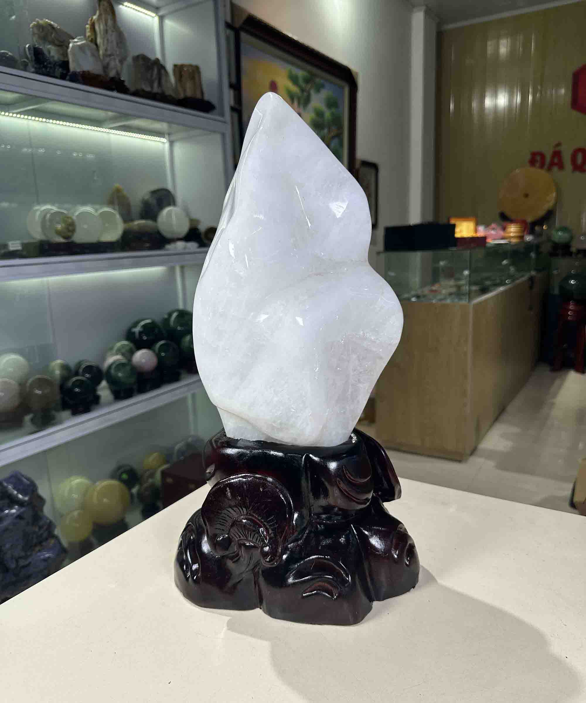 Đá Phong Thuỷ Trang Trí Trấn Trạch Thạch Anh Trắng Tự Nhiên Trắng Ngọc Đẹp 10.5kg-48.5cm
