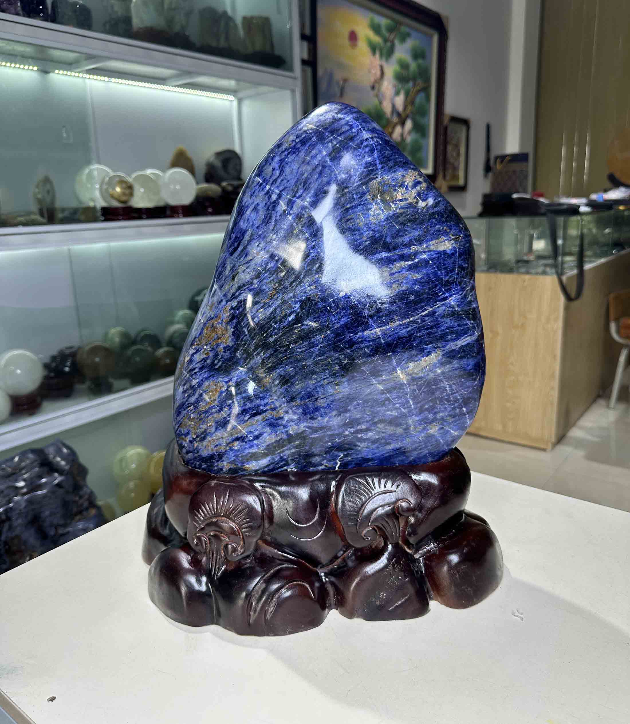 Đá Phong Thuỷ Trấn Trạch Đá Sodalite Tự Nhiên Cao Cấp Màu Xanh Dương 46cm