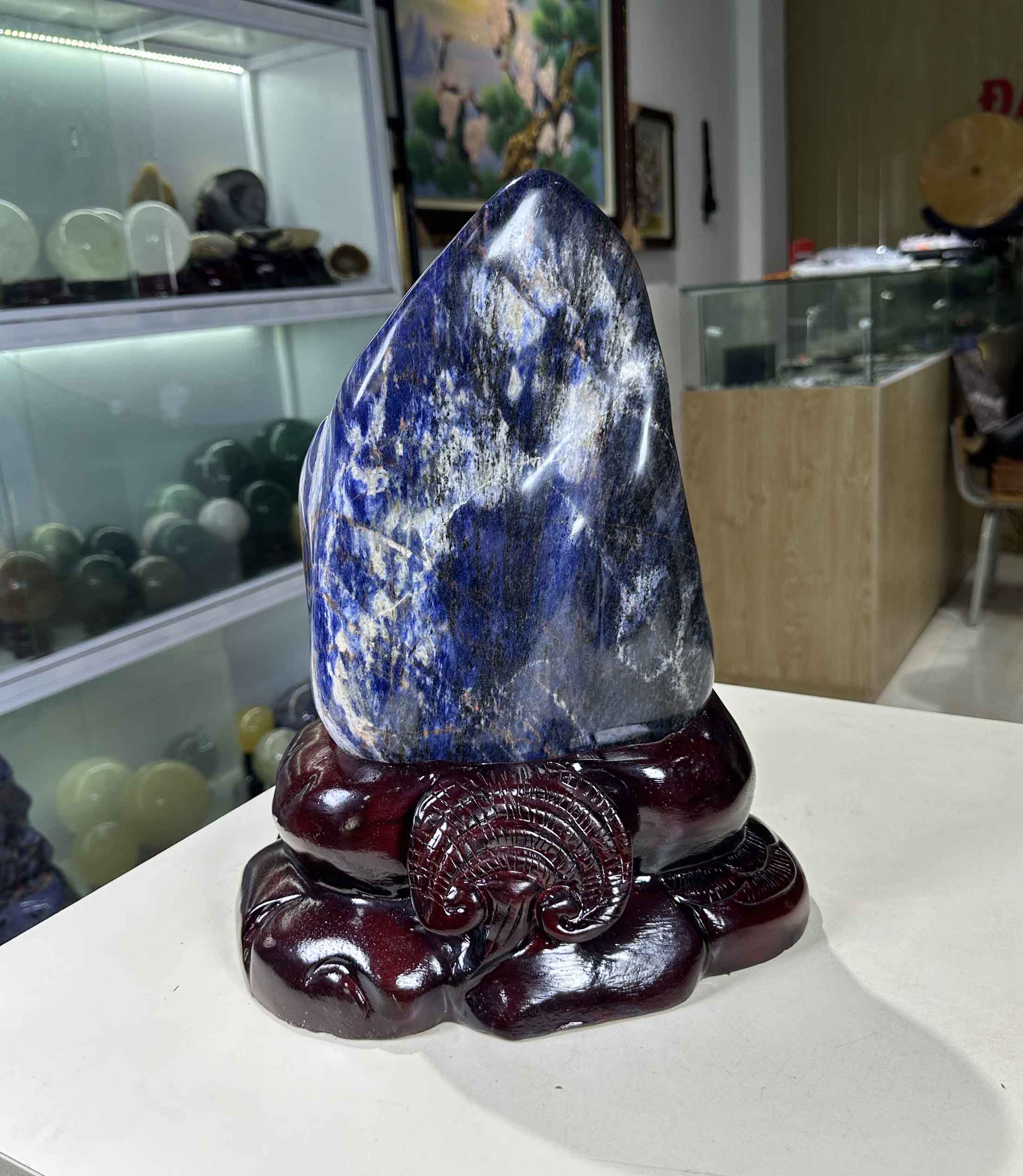 Đá Phong Thuỷ Trấn Trạch Đá Sodalite Tự Nhiên Cao Cấp Màu Xanh Dương 35cm