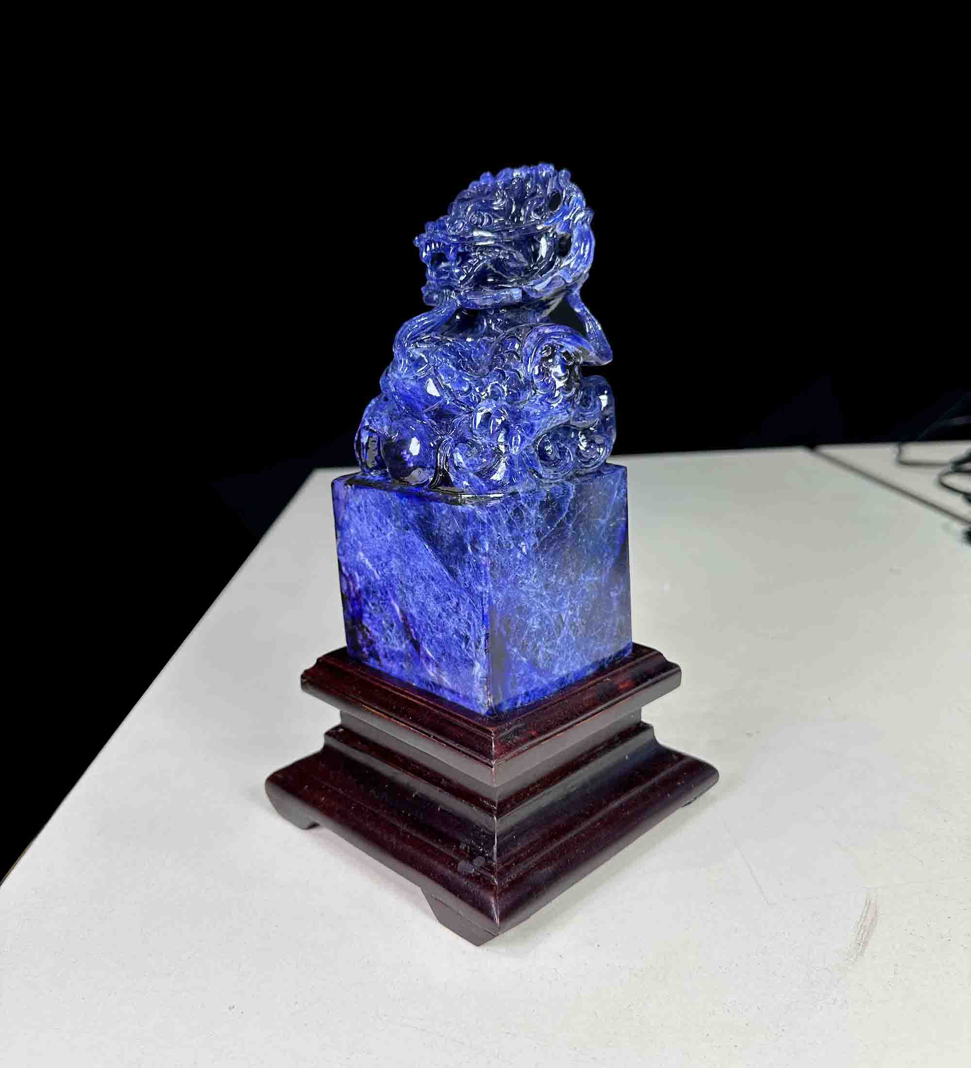 Ấn Rồng Đá Quý Tự Nhiên Xanh Dương Đá Sodalite Cao Cấp Size Vừa Vip 03(Quà Tặng Sếp)