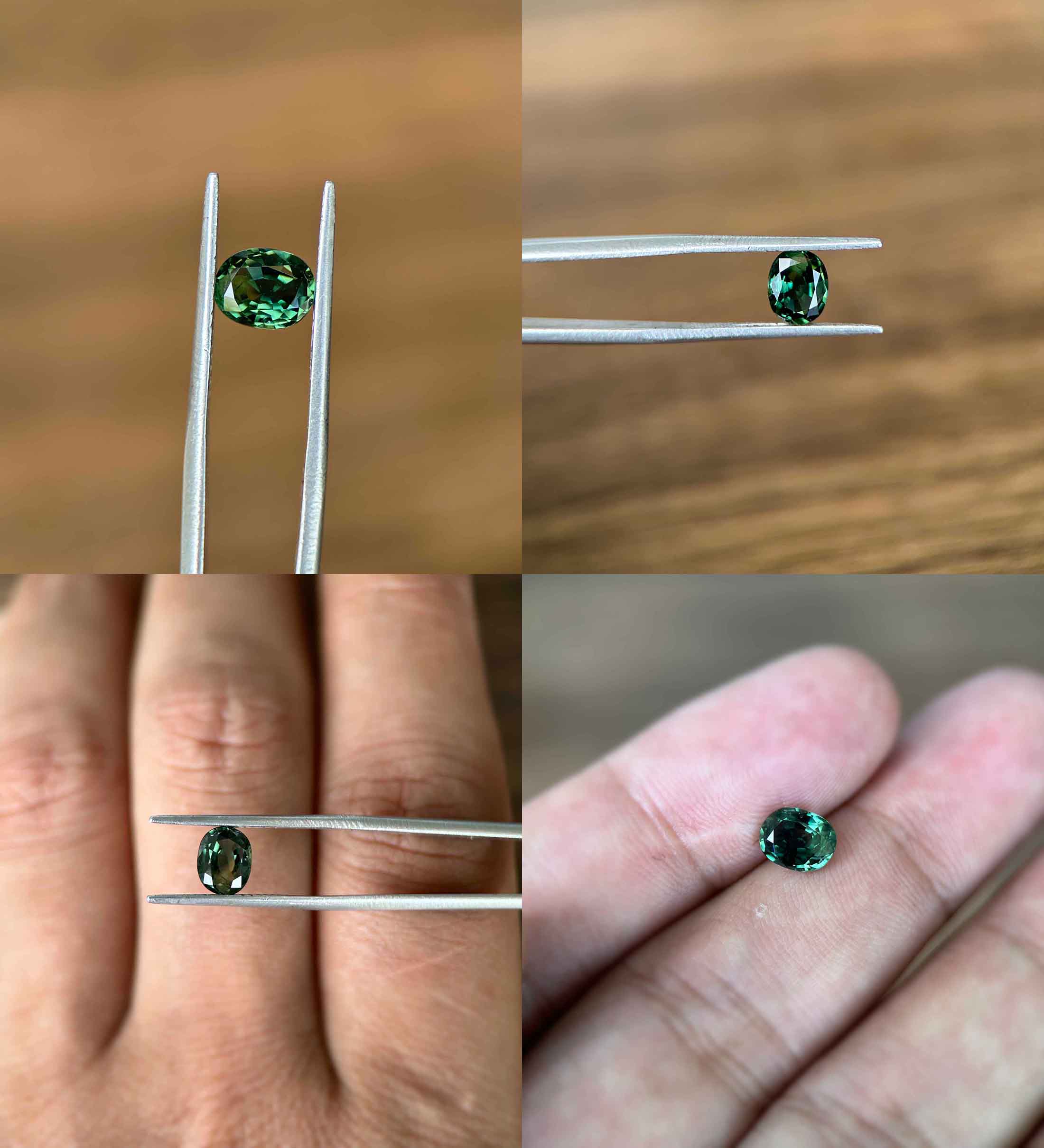 Mặt Đá Saphia Tự Nhiên Xanh Lá 1,5ct Mặt Nhẫn, Mặt Dây Nữ