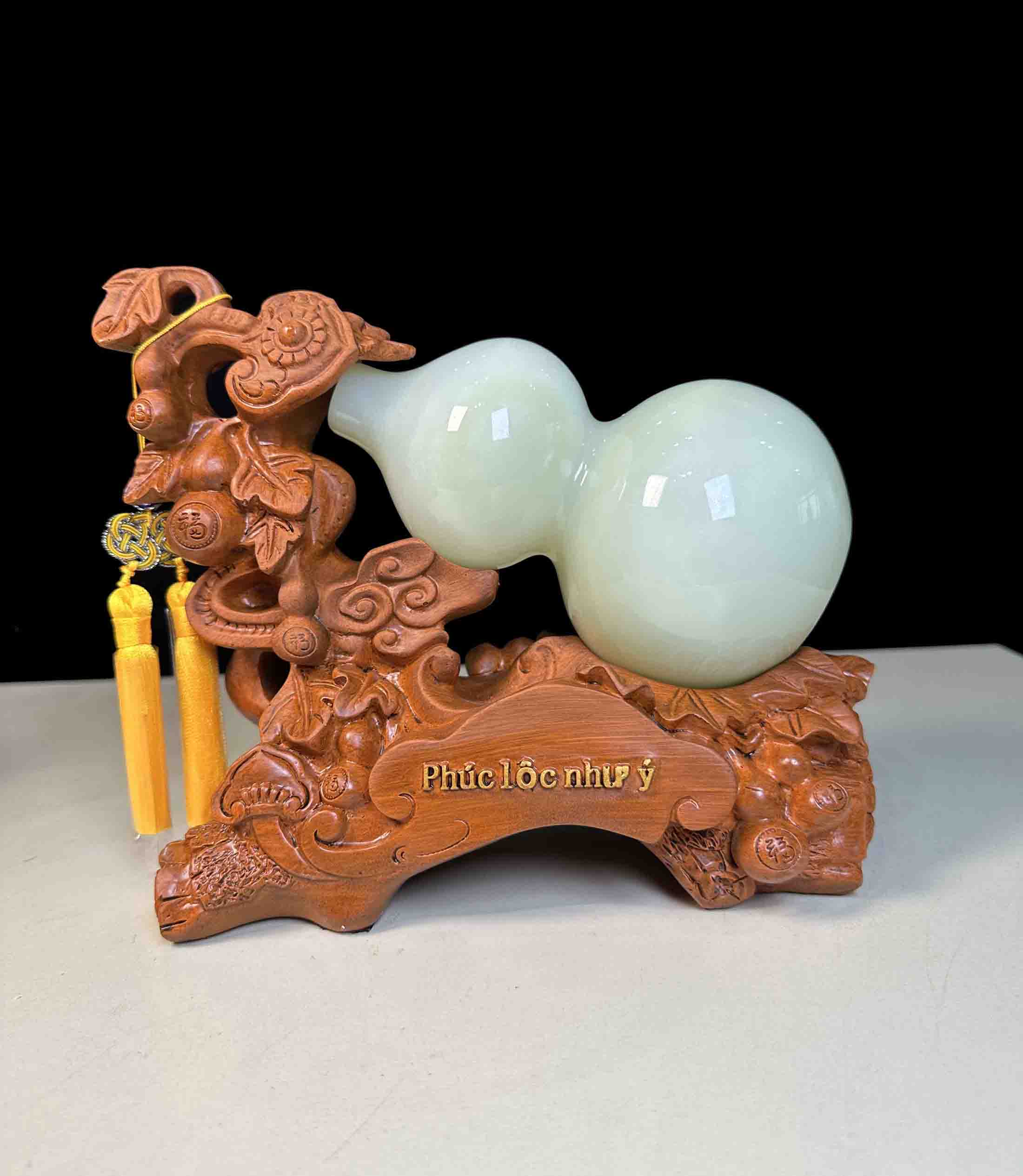 Hồ Lô Đá Ngọc Onyx Tự Nhiên Xanh Ngọc Trang Trí Phong Thuỷ M02