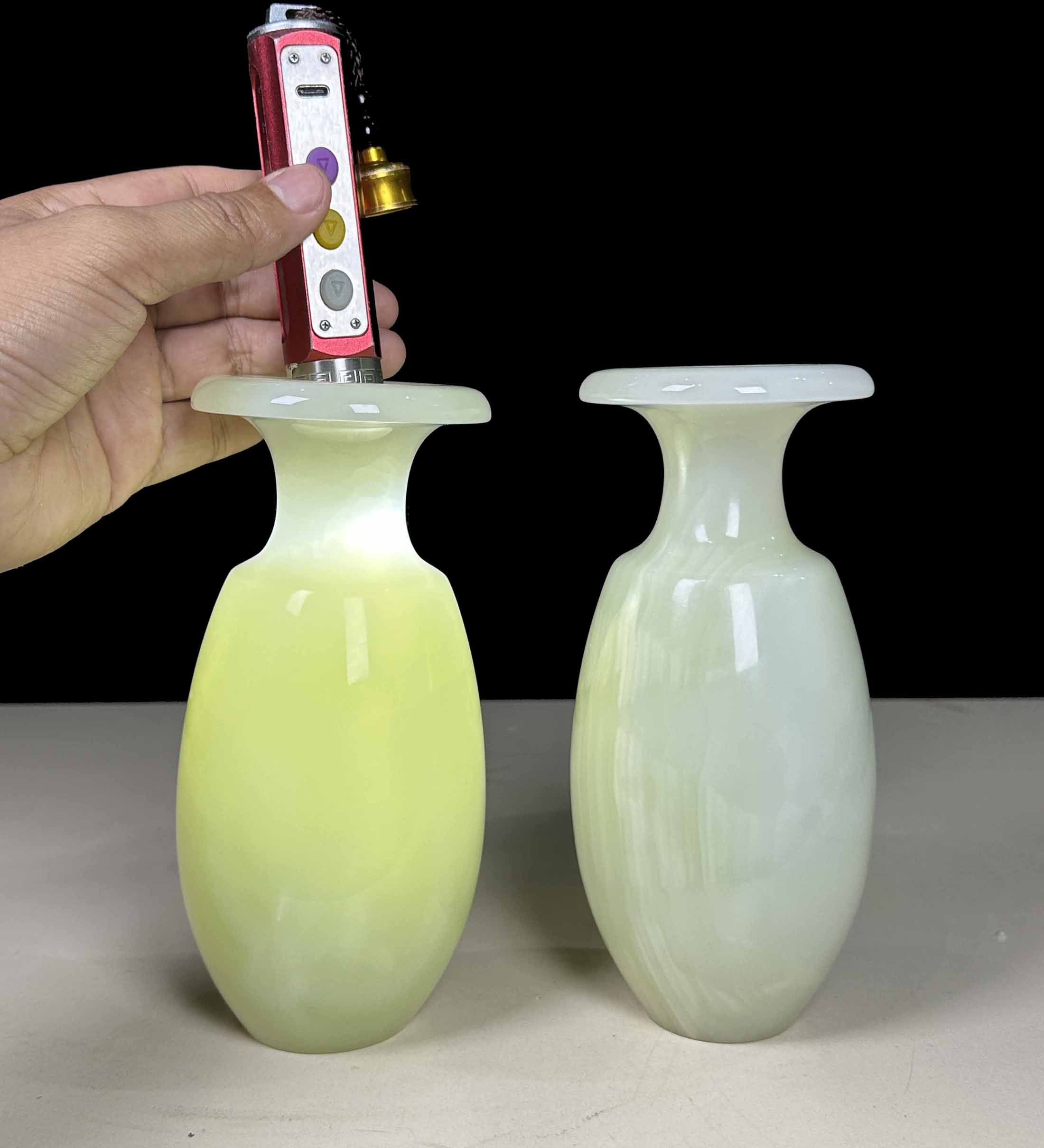 Cặp Lục Bình Ngọc Tự Nhiên Onyx Pakistan Liền Khối Trang Trí Phong Thuỷ