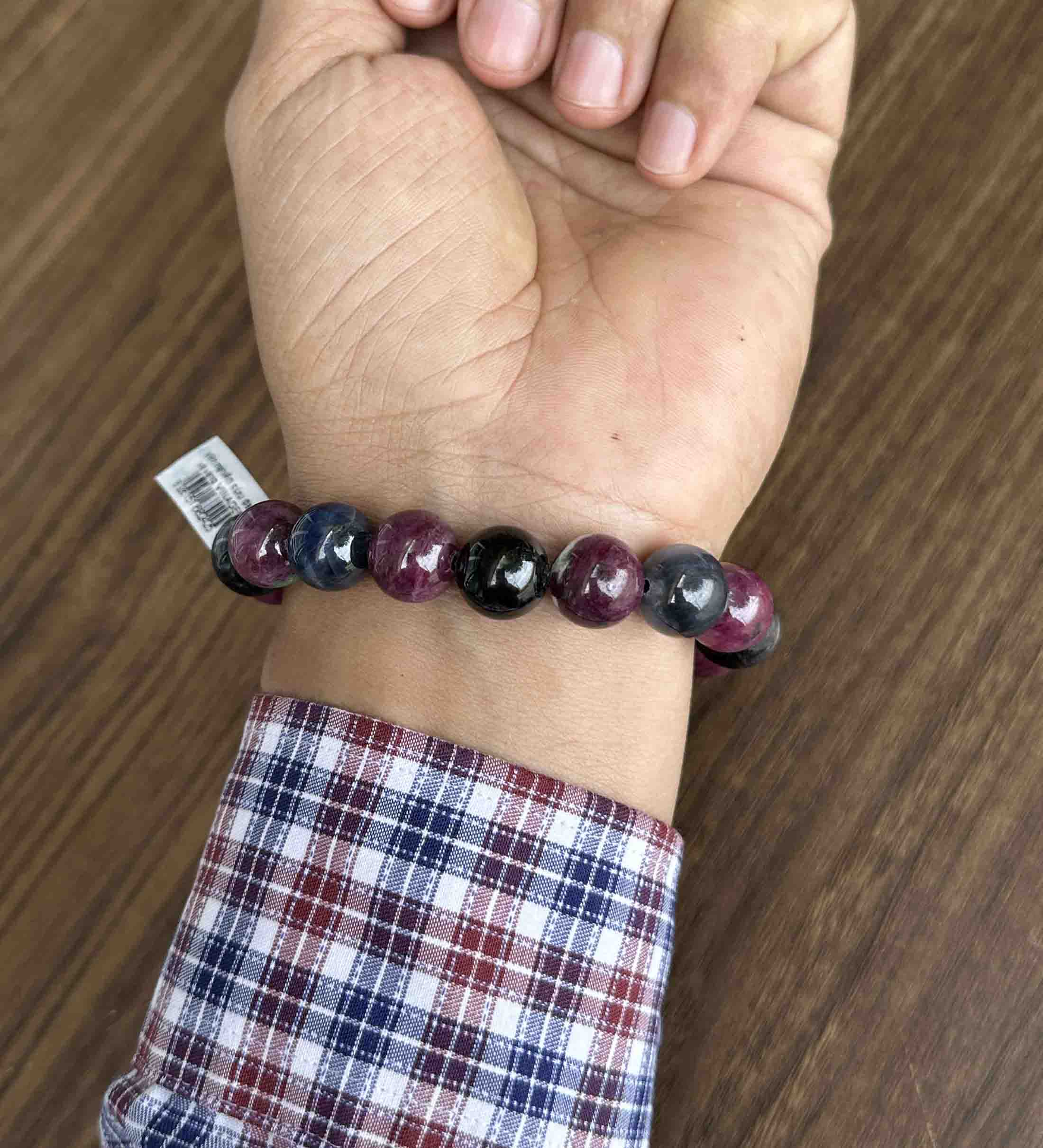 Vòng Tay Đá Ruby Saphia Tự Nhiên Đeo Năng Lượng Phong Thuỷ Cao Cấp 12mm