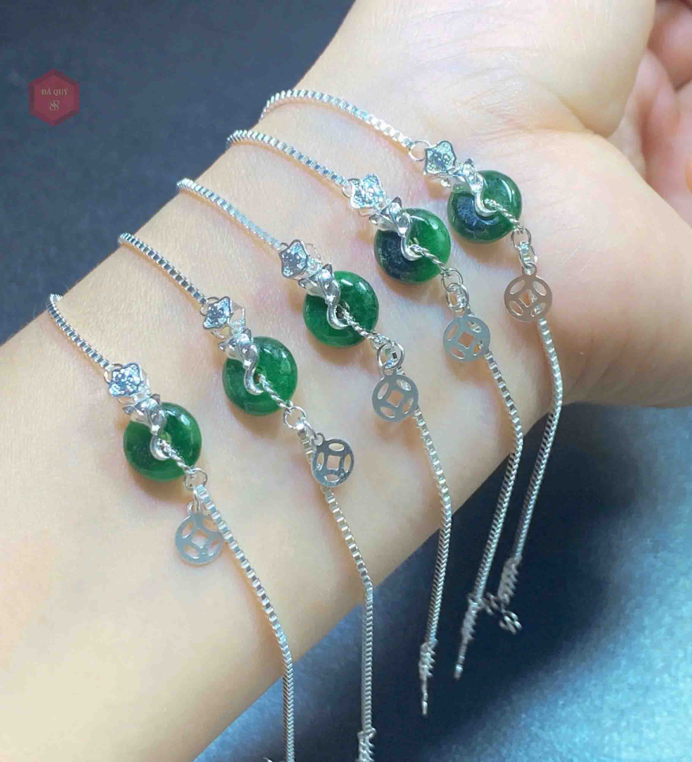 Lắc Tay Ngọc Cẩm Thạch Tự Nhiên Kết Hợp Bạc Ta – Mẫu Phúc Lộc Duyên – Trang Sức May Mắn