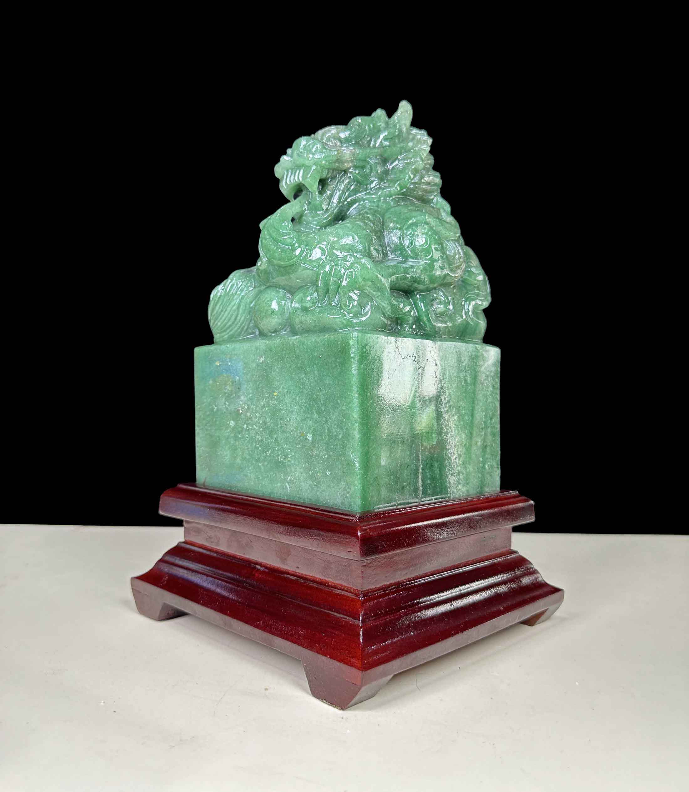 Ấn Rồng Đá Thạch Anh Xanh(Ngọc Đông Linh) Tự Nhiên Tạc Thủ Công M03_5.5Kg